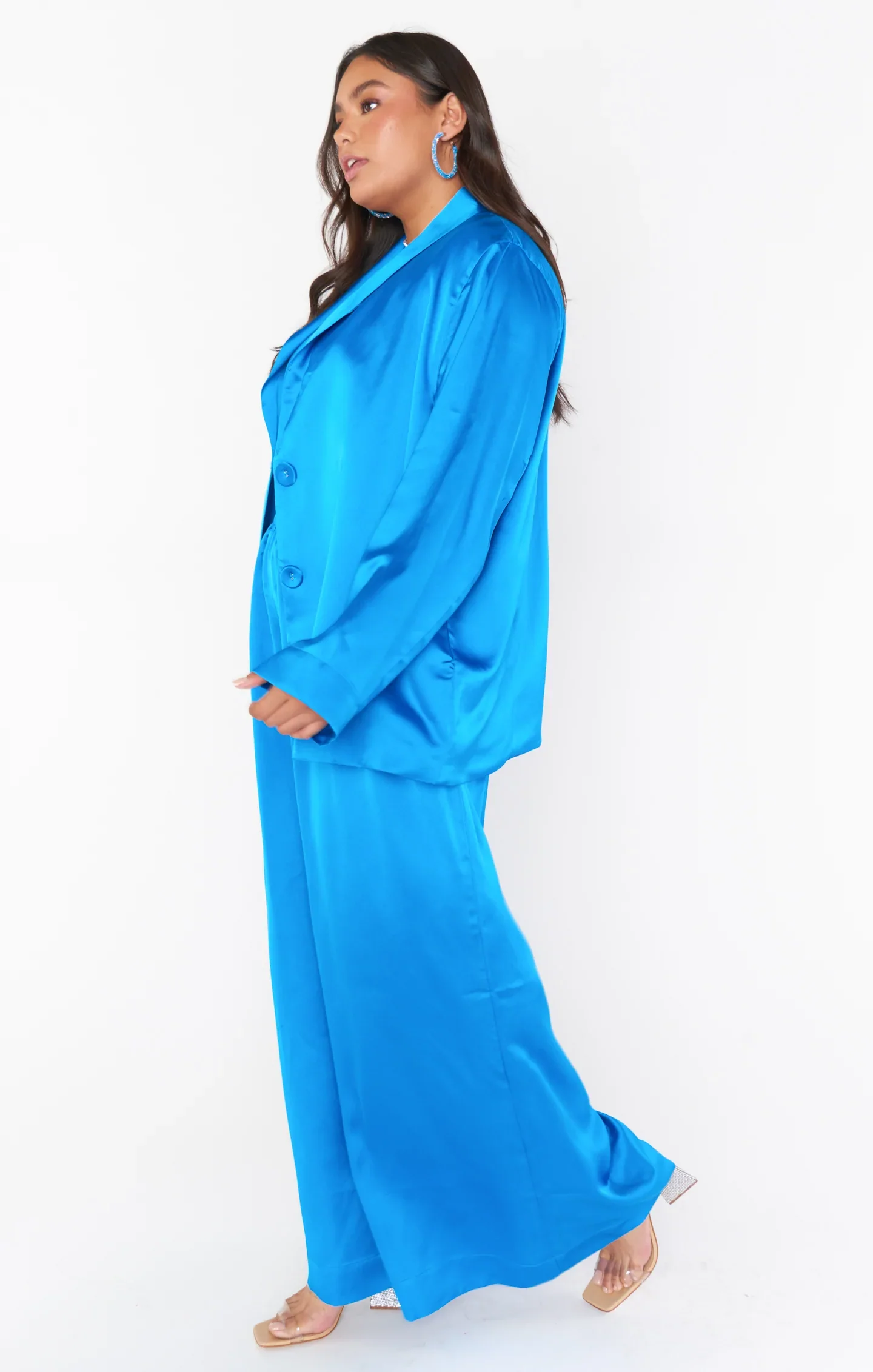 Show Me Your Mumu Felix Blazer Blue Luxe Satin - Image 4