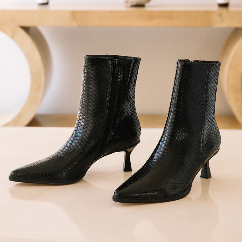 Matisse Gabbie Kitten Heel Bootie in Black/Snake - Image 5