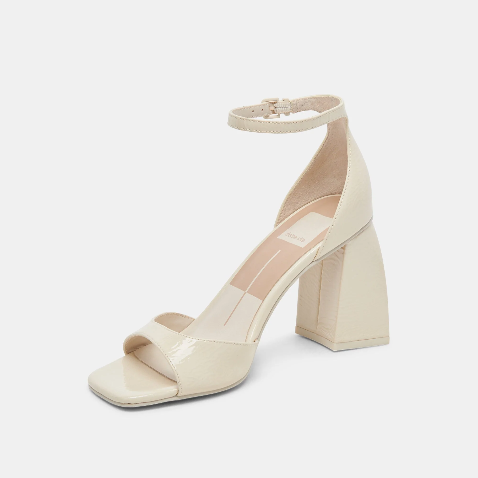 Dolce Vita Janey Heels in Ivory Crinkle Patent - Image 4