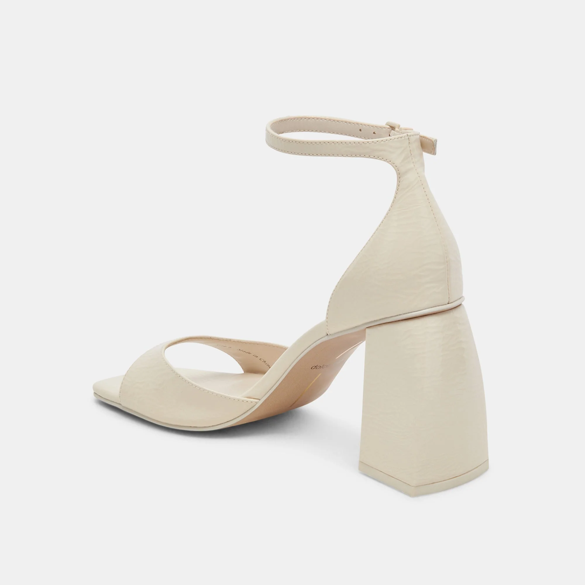 Dolce Vita Janey Heels in Ivory Crinkle Patent - Image 5