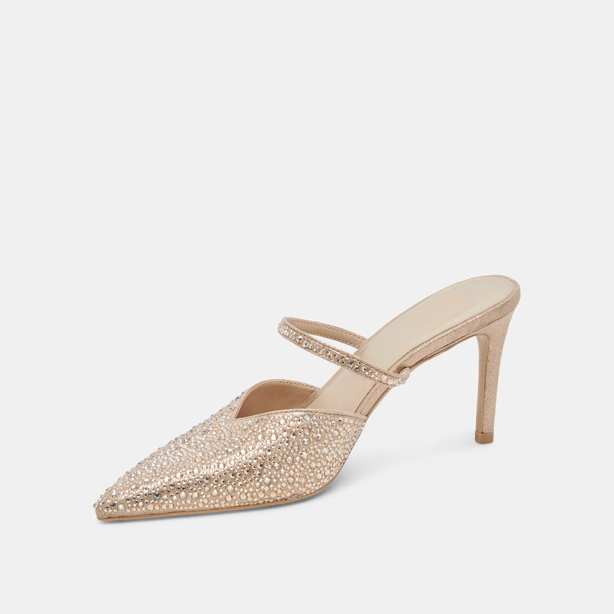 Dolce Vita Kanika Crystal Heels in Light Gold Fabric - Image 4