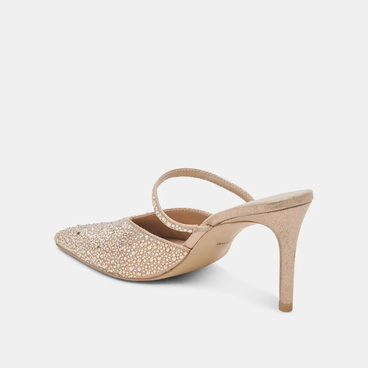 Dolce Vita Kanika Crystal Heels in Light Gold Fabric - Image 5