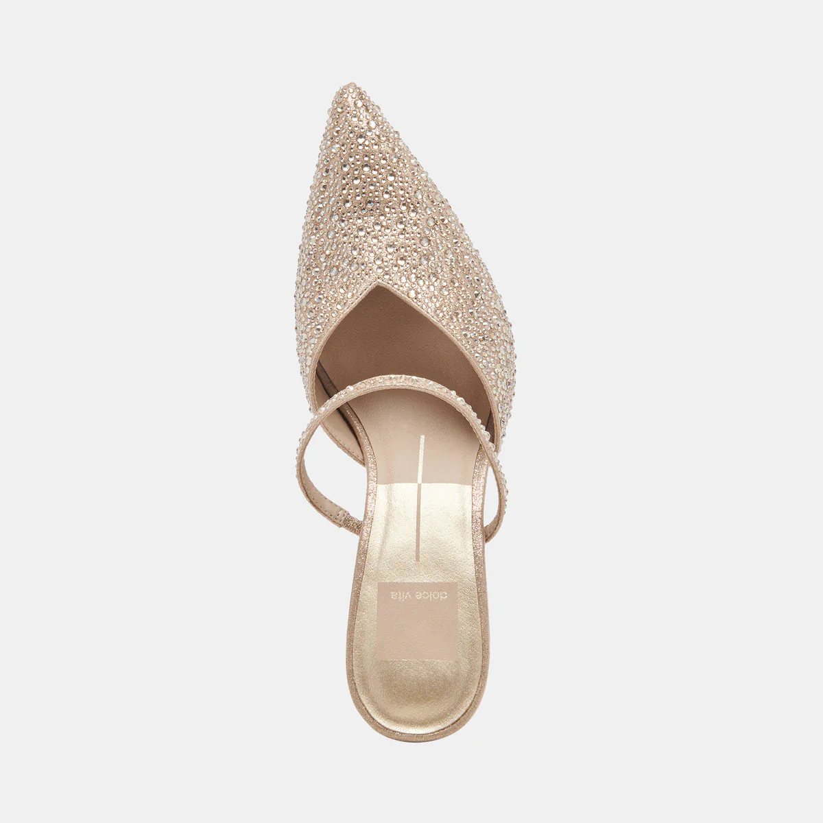 Dolce Vita Kanika Crystal Heels in Light Gold Fabric - Image 8