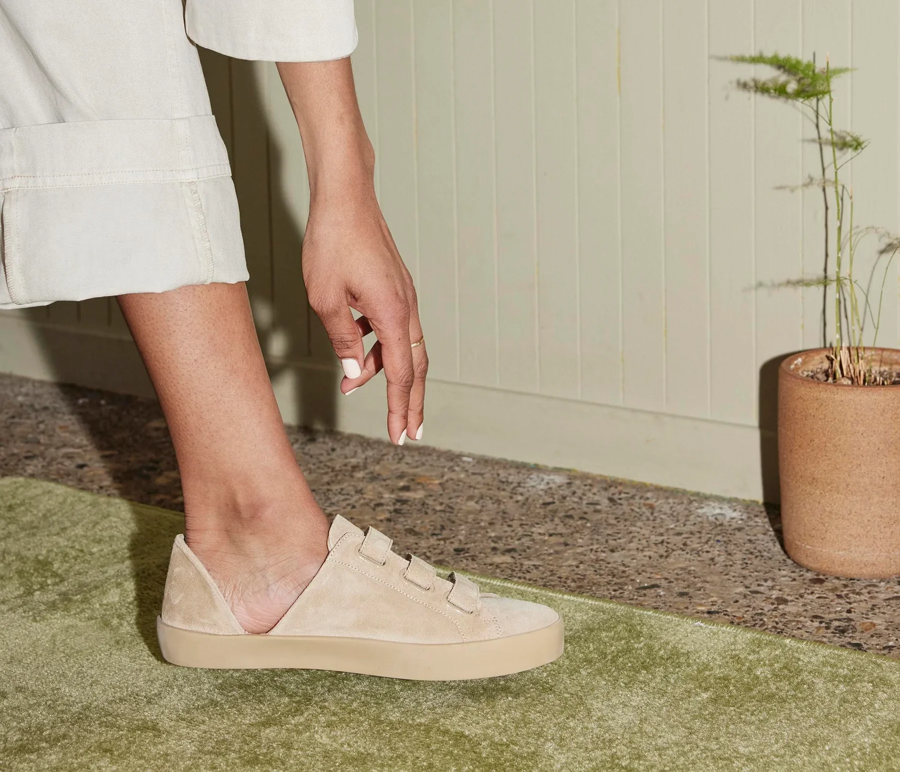 Freda Salvador Libby Strap D'orsay Sneakers in Stucco Suede - Image 4