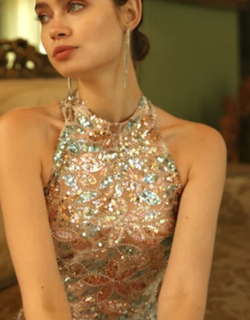 Adelyn Rae Soraia Sequin Halter Mini Dress - Image 6