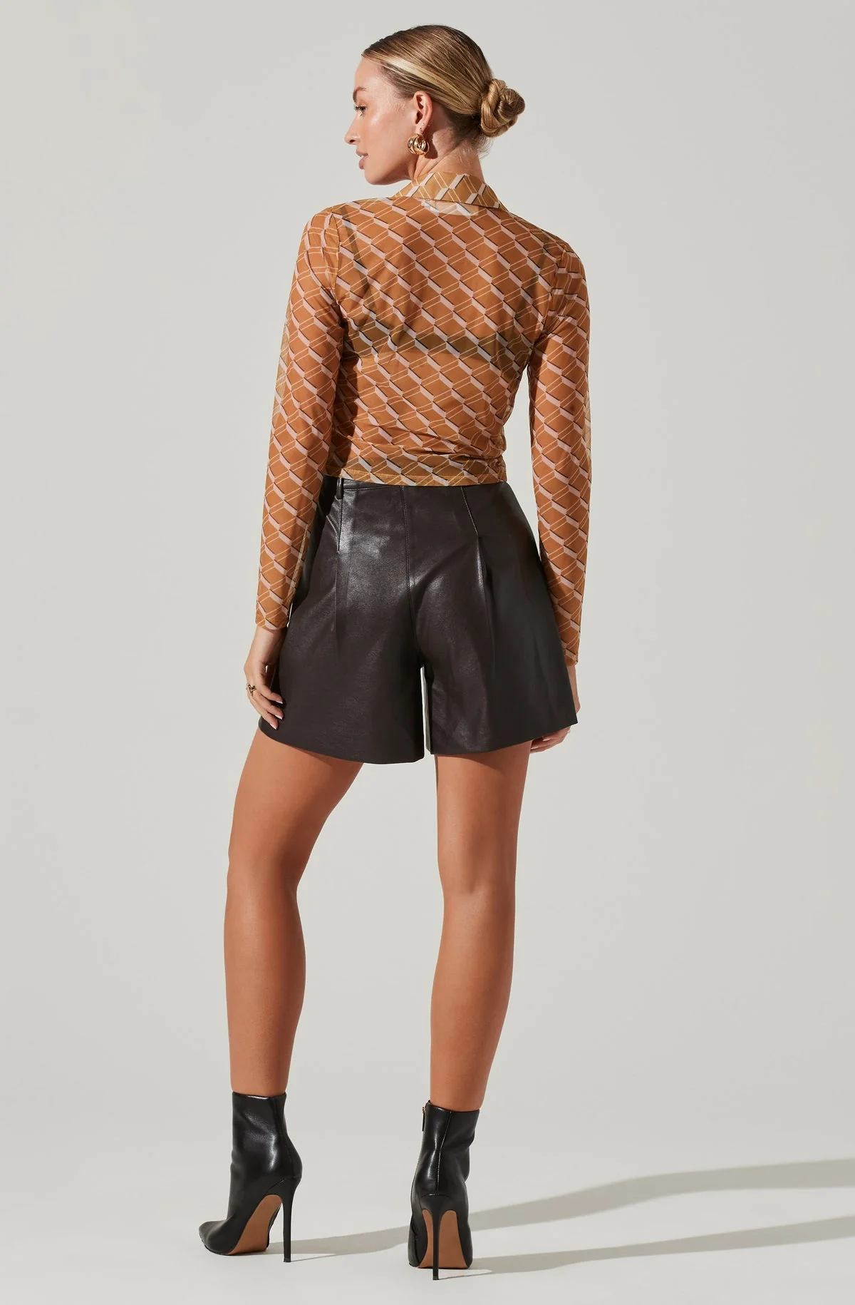 Wilma Faux Leather Shorts in Dark Brown - Image 6