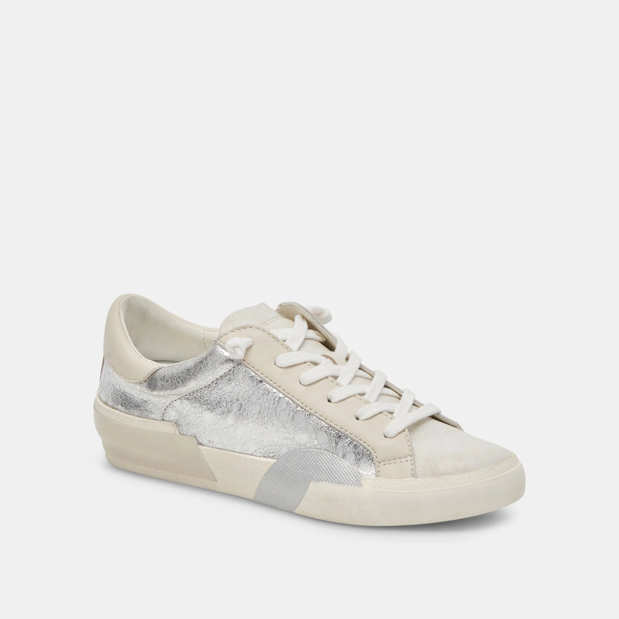 Dolce Vita Zina Sneakers in Chrome Distressed Leather - Image 3